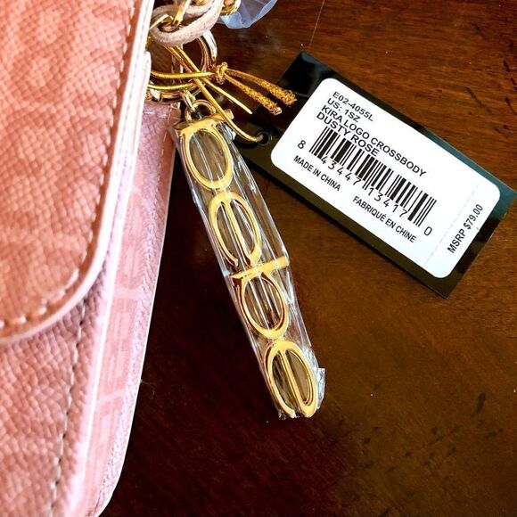 BEBE - NWT - "Kira Logo" Crossbody/Clutch in "Dusty Rose"/Textured Faux Leather - Picture 12 of 16